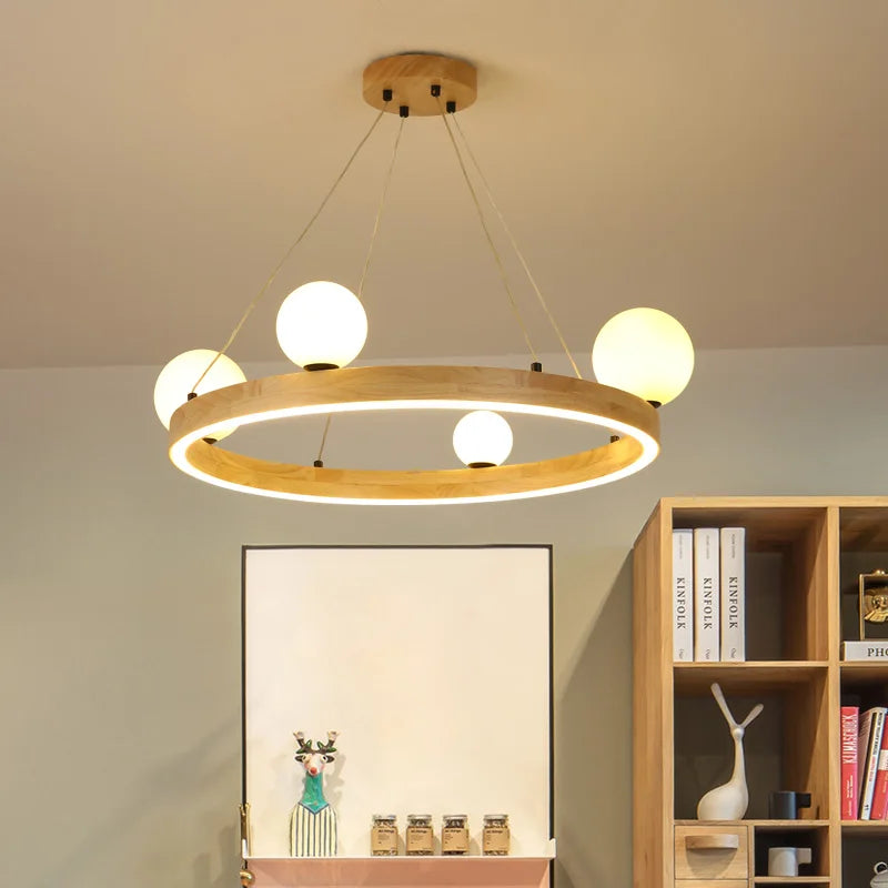 Round wooden modern design chandelier
