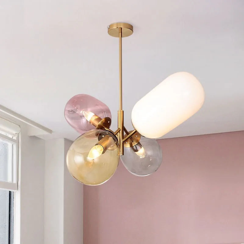 Modern glass chandelier for a decorative children's bedroom