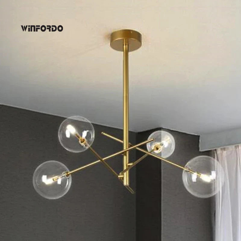 Winfordo Globe LED Pendant Chandelier with Glass Bubbles for Decoration