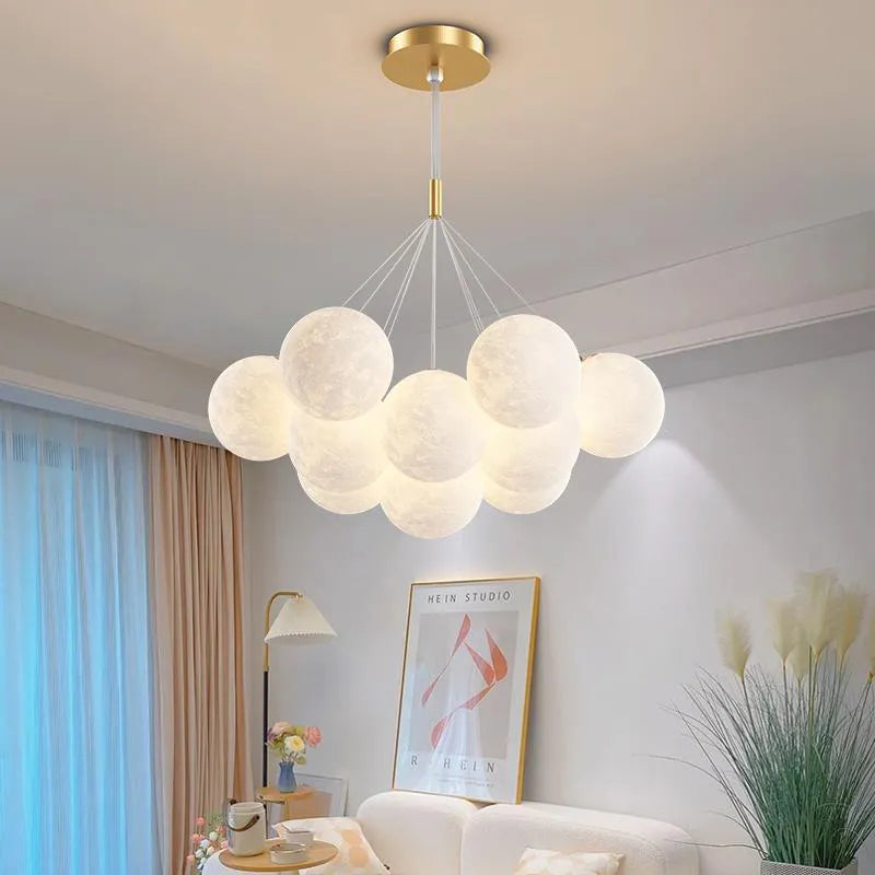 Moon Chandelier Bubble Pendant Light for Living Room Kids Room Lamps Hanging Gold Black G9 Bulb AC220V
