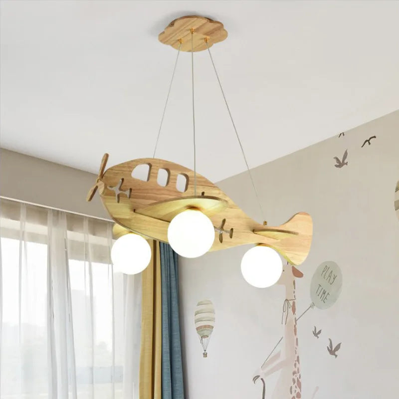Modern wooden chandelier children's bedroom