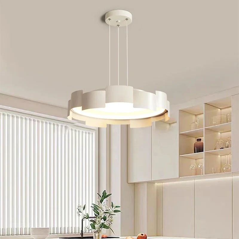 Elegant modern white bright chandelier.