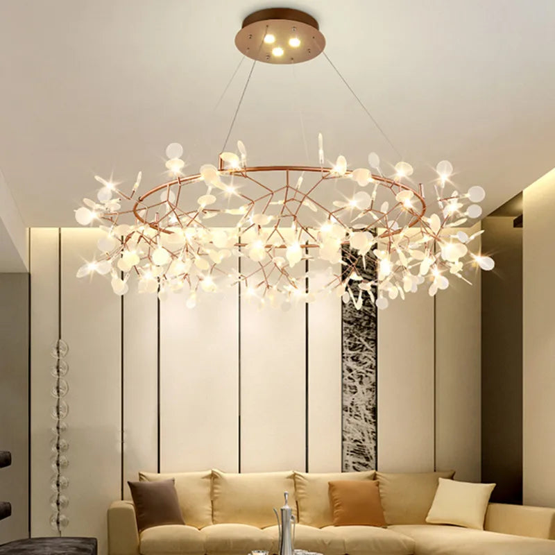 Modern LED chandelier with round branches for hanging