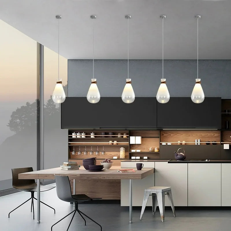 Bright modern glass chandelier