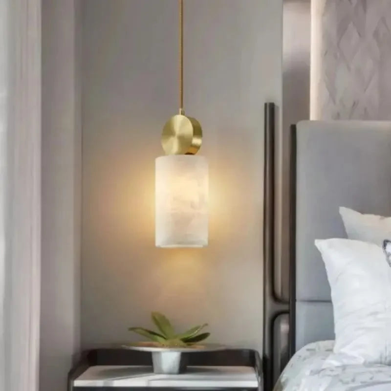 Marble and copper Nordic-style pendant light