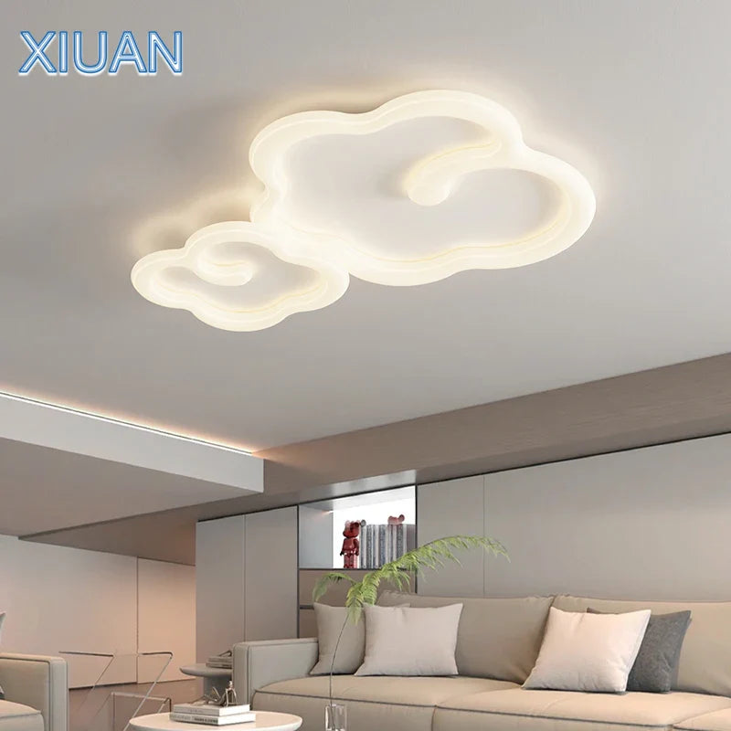 Scandinavian white cloud chandelier with optional remote control LED