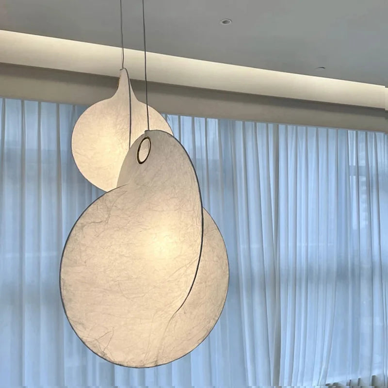 Nordic Wabi-Sabi Silk LED Chandelier Hanging Light for Home Decor