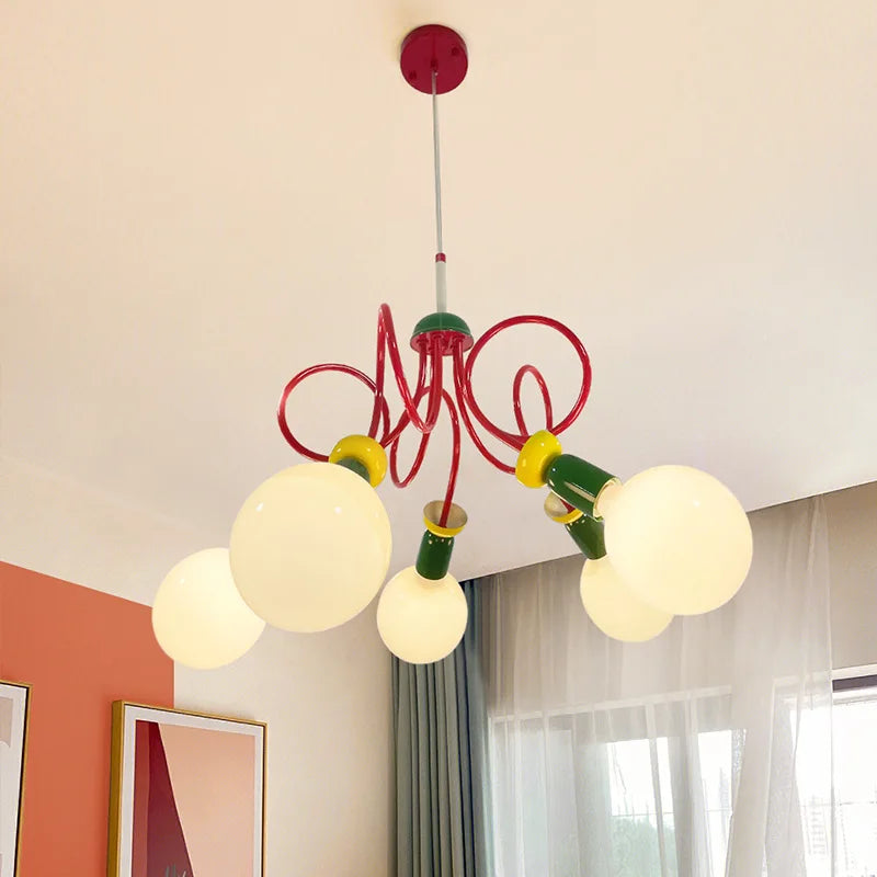 Colorful Memphis design chandelier for a child's bedroom
