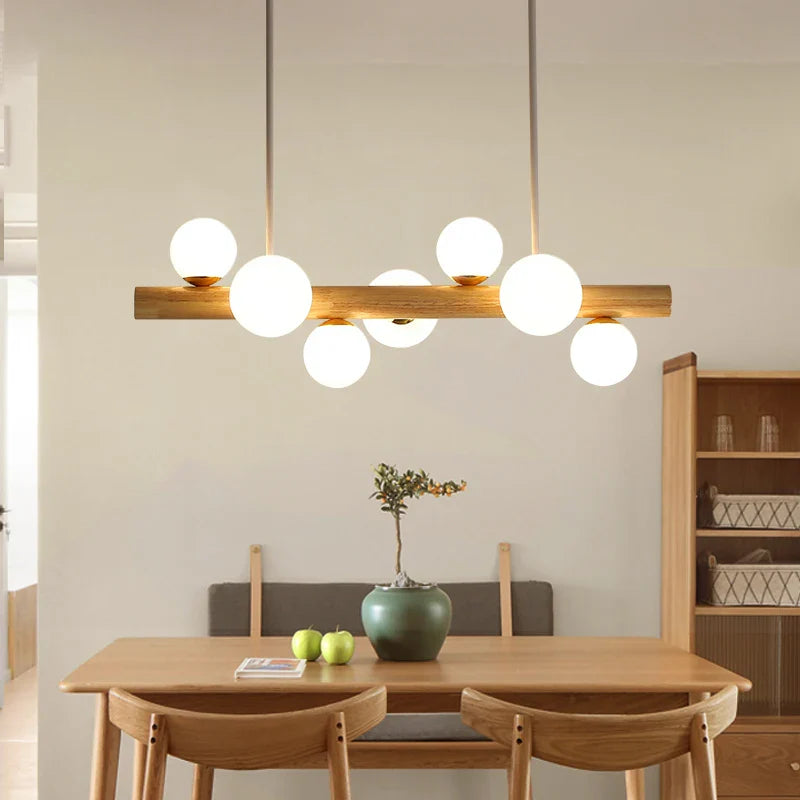 Wooden Chandelier Hanging Light Modern Minimalist Style