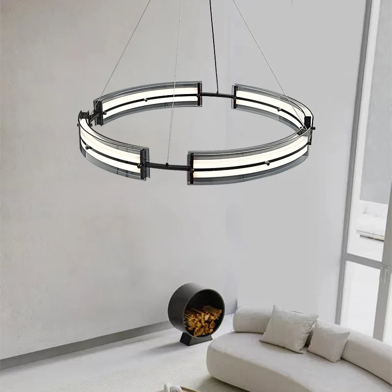 Italian Minimalist Black Glass Chandelier for Modern Decor