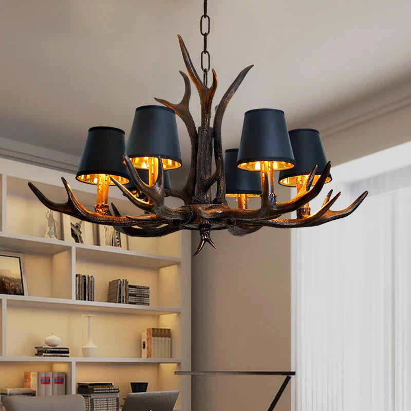 Vintage antler chandelier for rustic interior