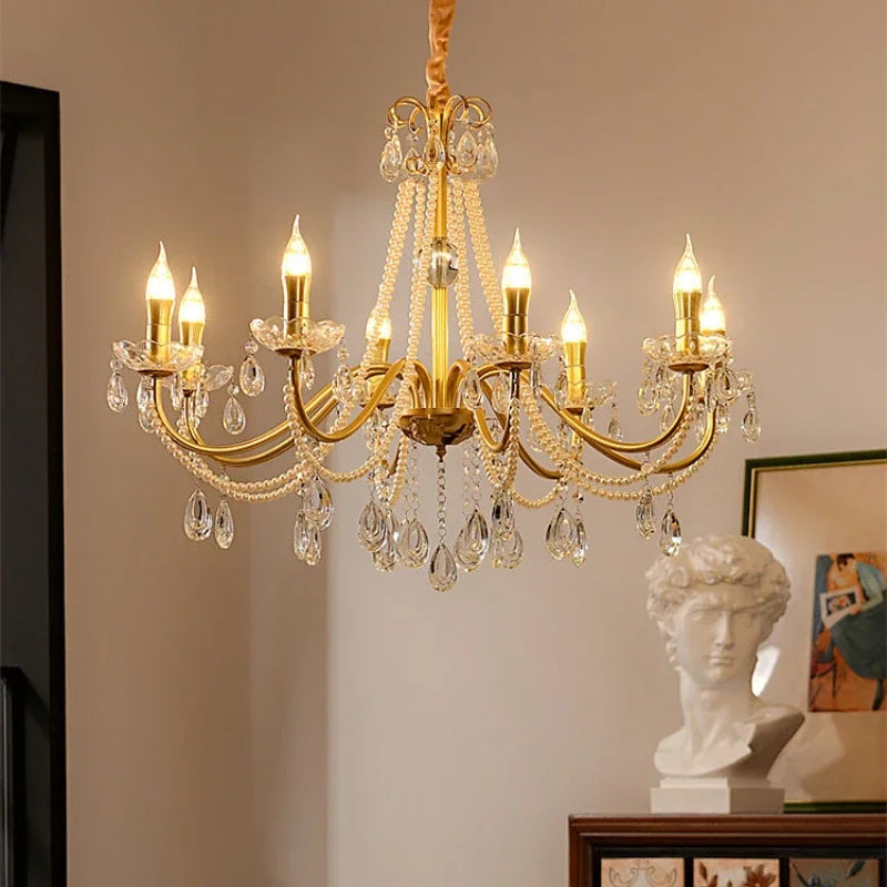 luxury crystal chandelier with LED candle simulation