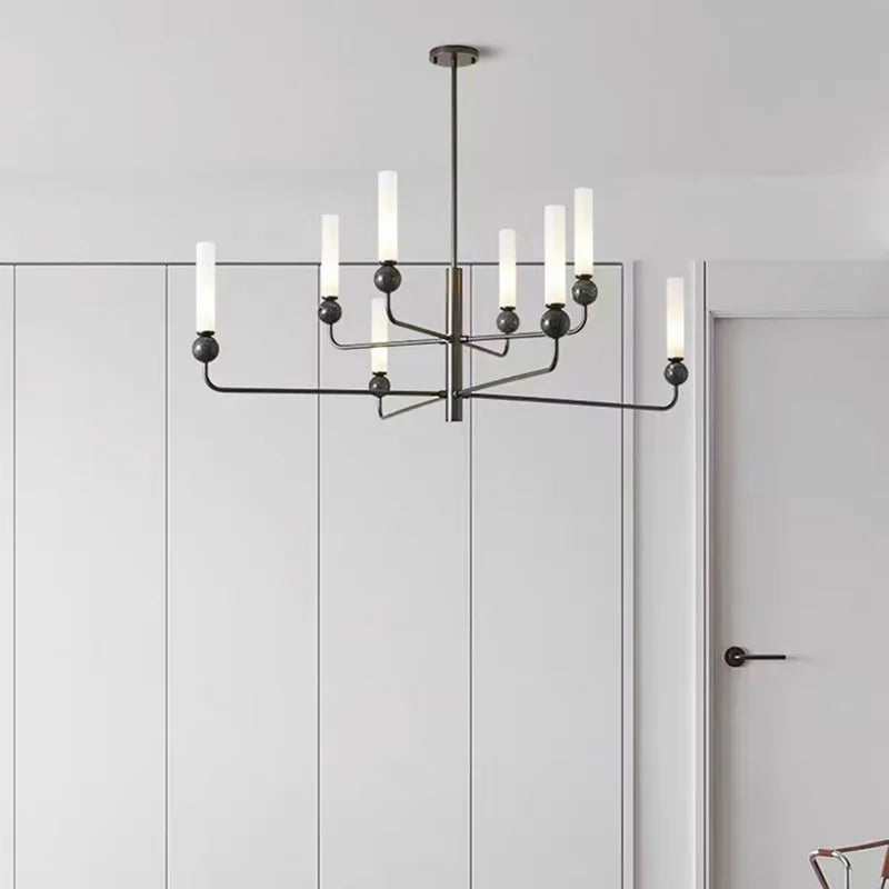 Modern and simple brass chandelier with acrylic marble ball