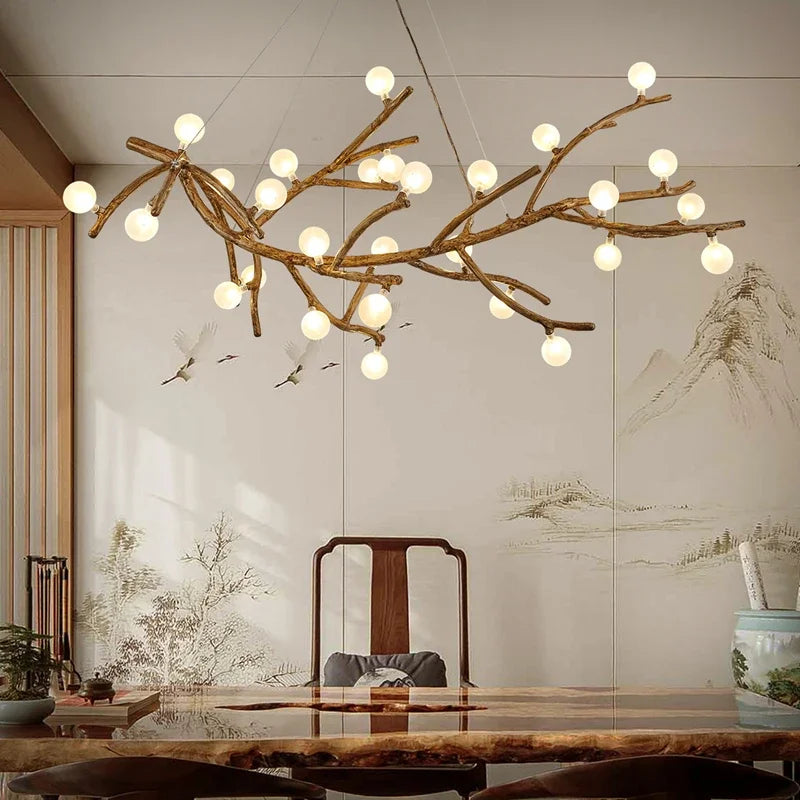 vintage resin chandelier with LED tree branches