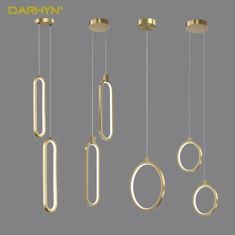 Modern Minimalist LED Pendant Light Chandelier for Bedroom Restaurant Living Room Gold Black Hanging Decoration Chandelier