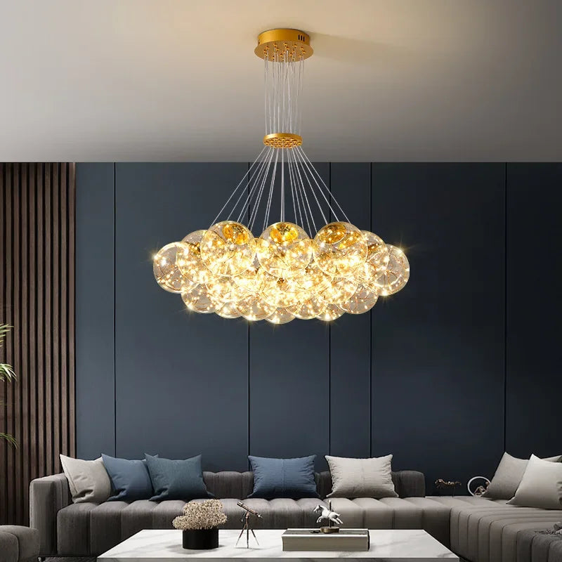 Nordic Smoked Glass LED Chandelier for Interior Decoration