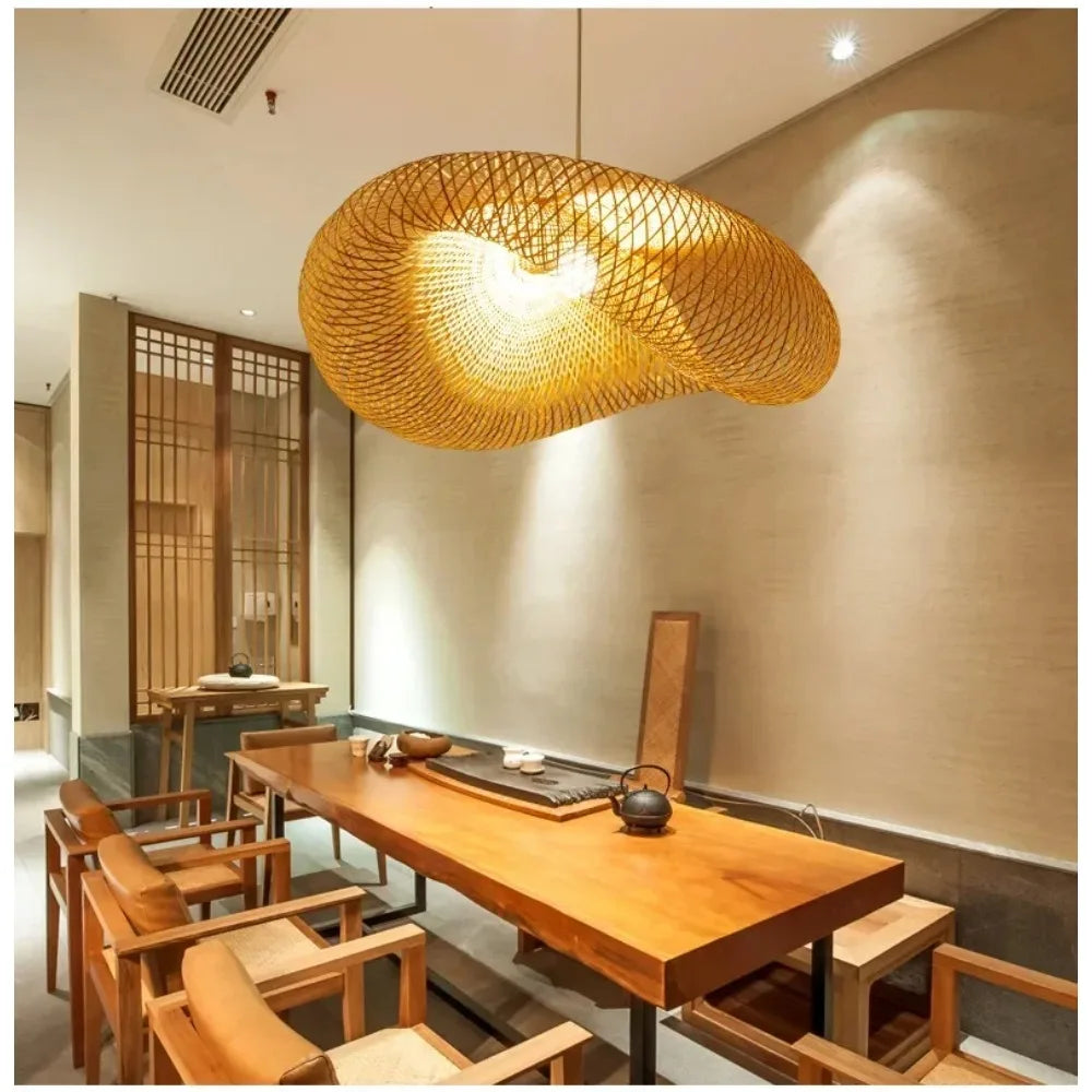 Muto Bohemian Cloud Suspension Lamp, Bamboo, Wood, Living Room