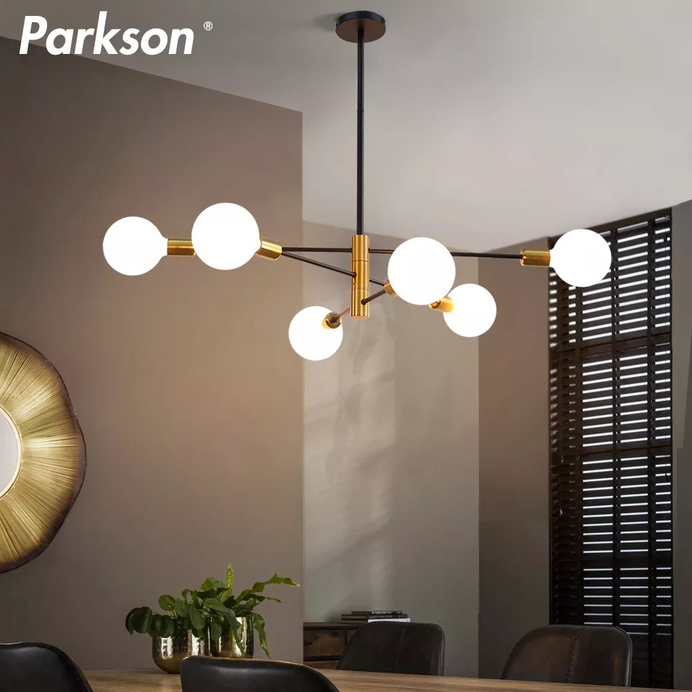 Modern Nordic Sputnik Black LED Chandelier Lighting Indoor Fixtures for Bedroom Living Room Dining Room Home Decor Ceiling Lamp