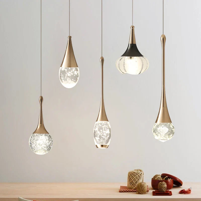 Luxury crystal single-head bedside pendant light