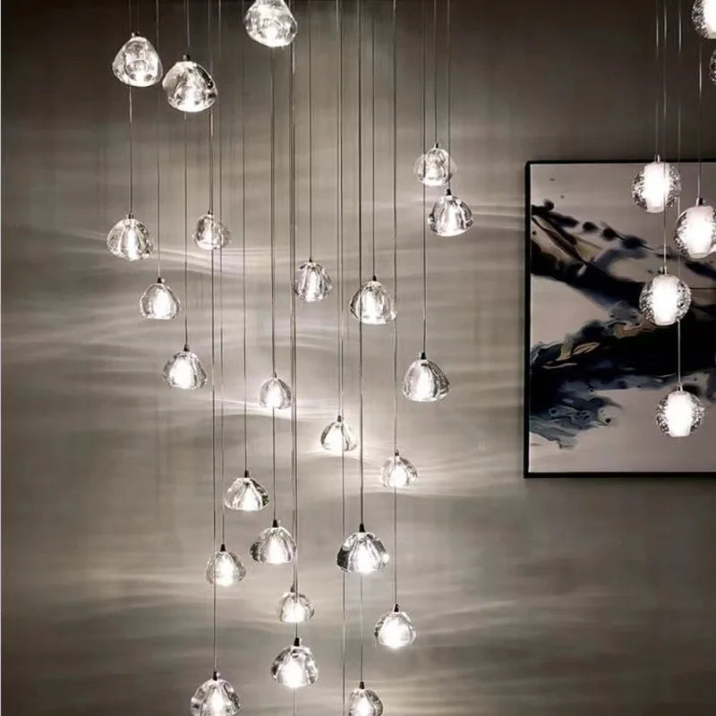 Luxury design crystal chandelier for modern spiral staircase
