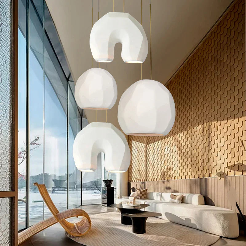 Modern U-shaped resin design chandelier for study lighting