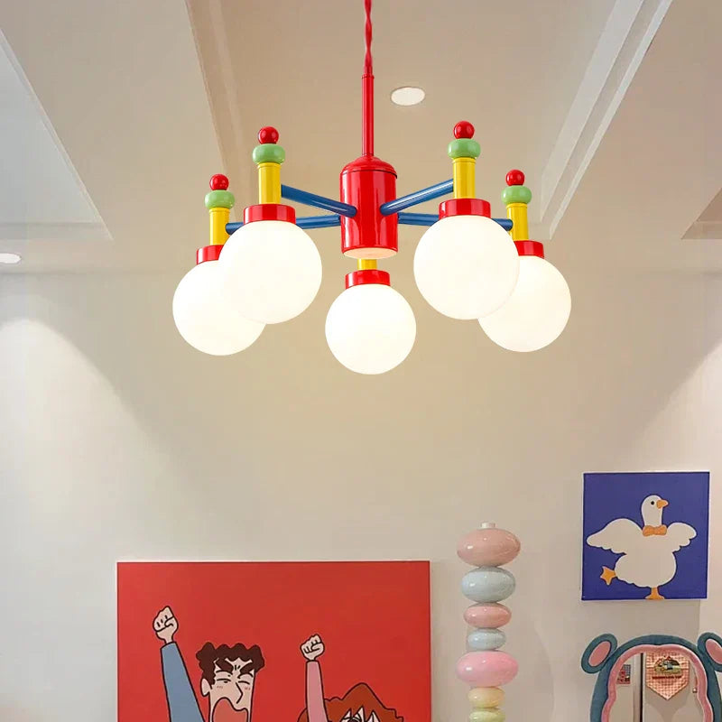 Modern LED chandelier for a child's bedroom, medieval Memphis style