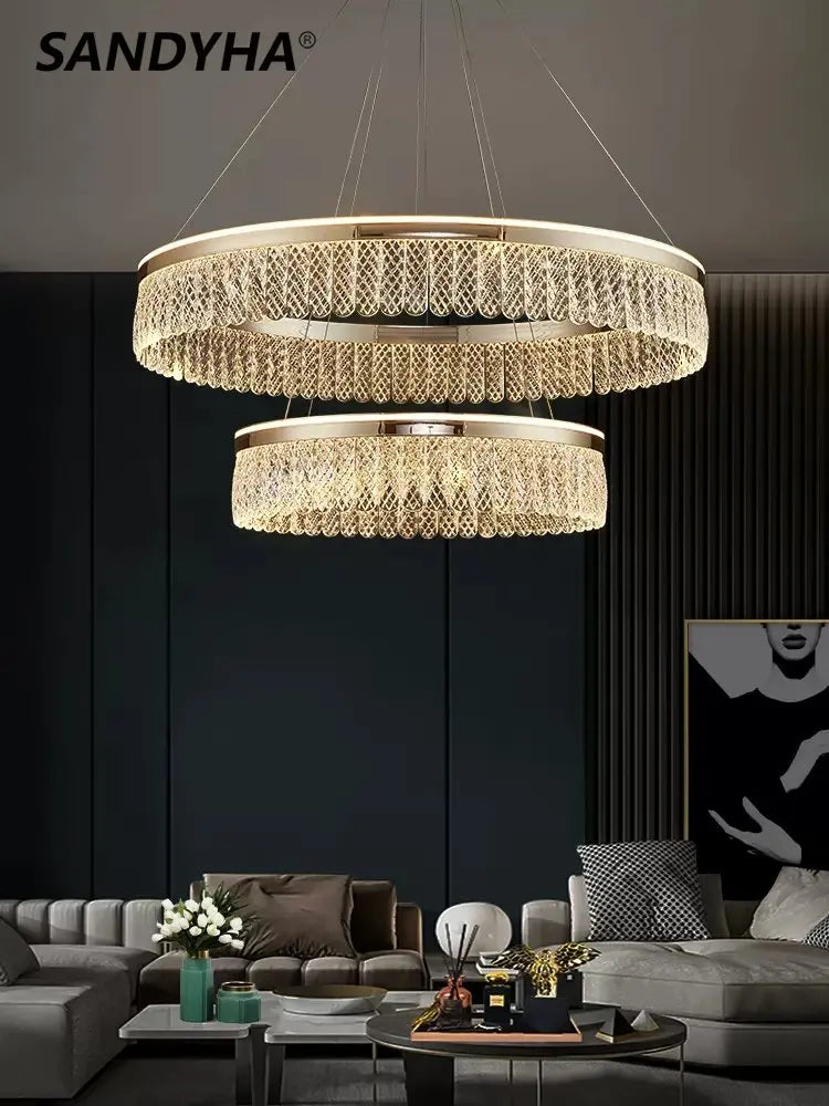 sandyha Modern Creative Crystal Luxury Ring Chandelier