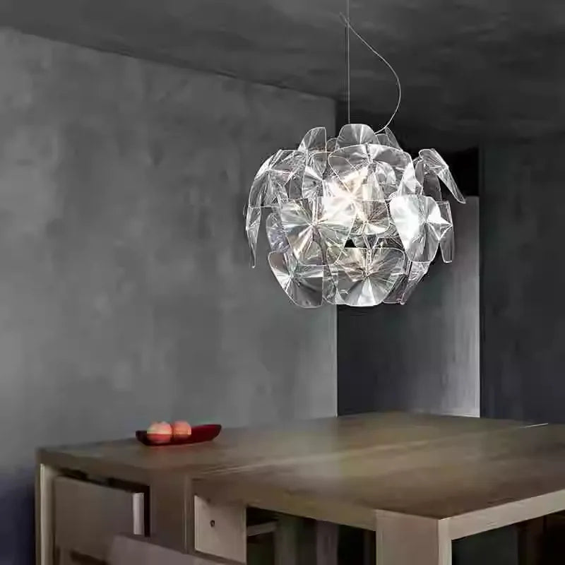 Clear acrylic designer chandelier for stylish interiors