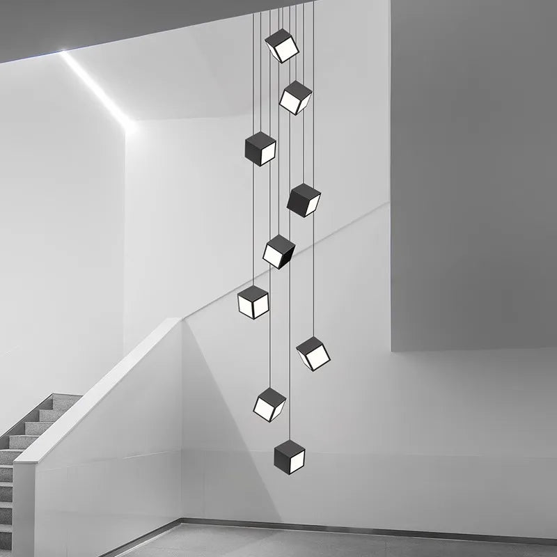 Modern minimalist chandelier for duplex rotating staircase
