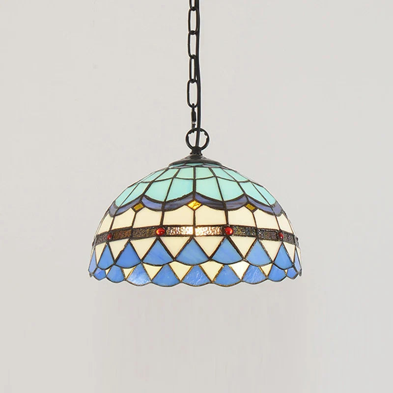 Mediterranean-style stained glass retro chandelier for restaurants and halls