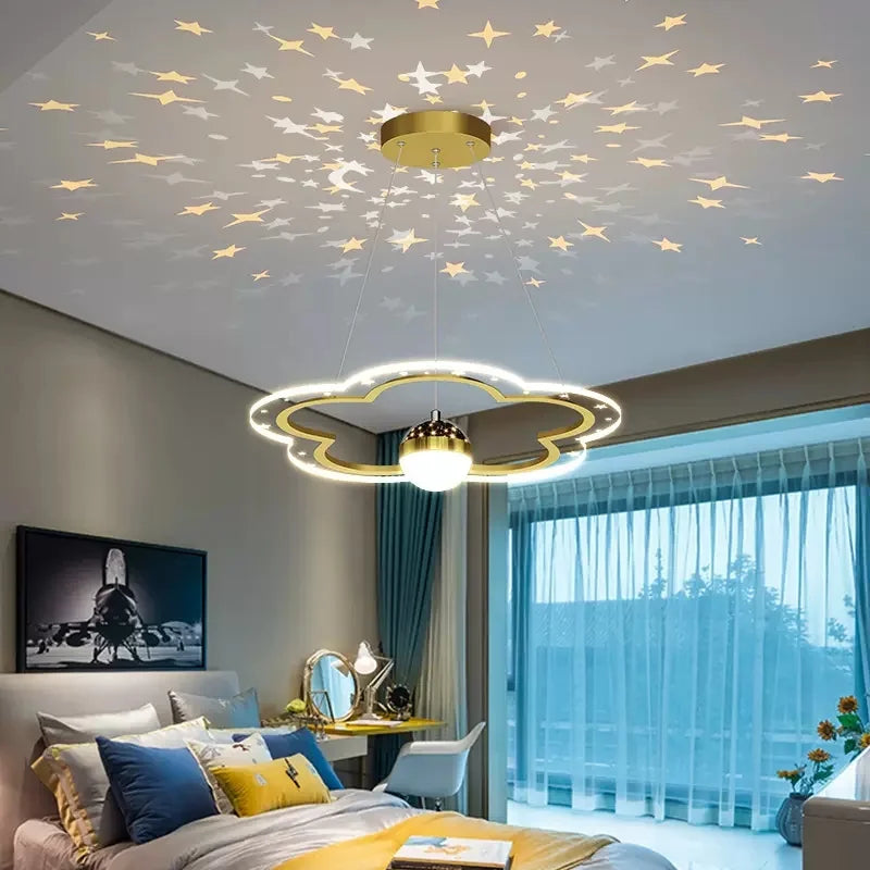 Modern star-shaped chandelier for decorative children's bedroom