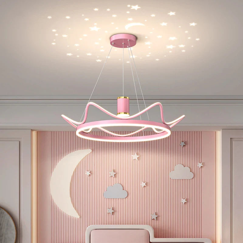 Modern ceiling light with starry sky projection for a child's bedroom