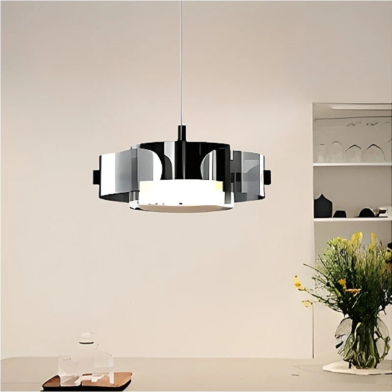 minimalist glass chandelier with ball and decorative ring