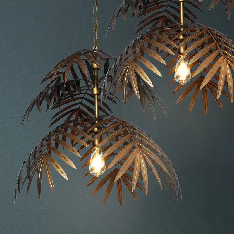 Boho coconut leaf chandelier for creative interior decoration