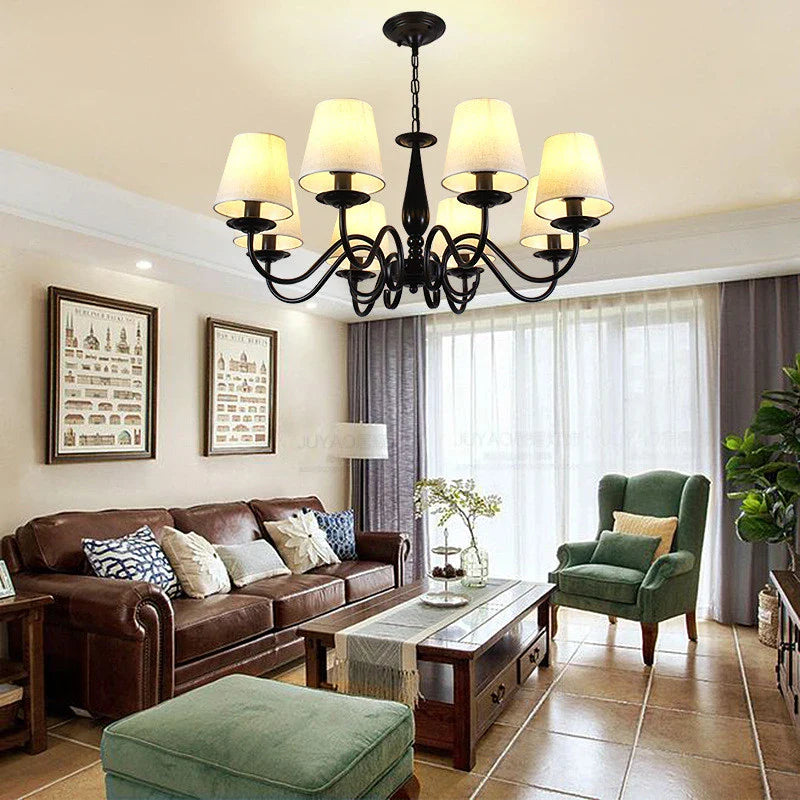 Elegant contemporary black iron chandelier