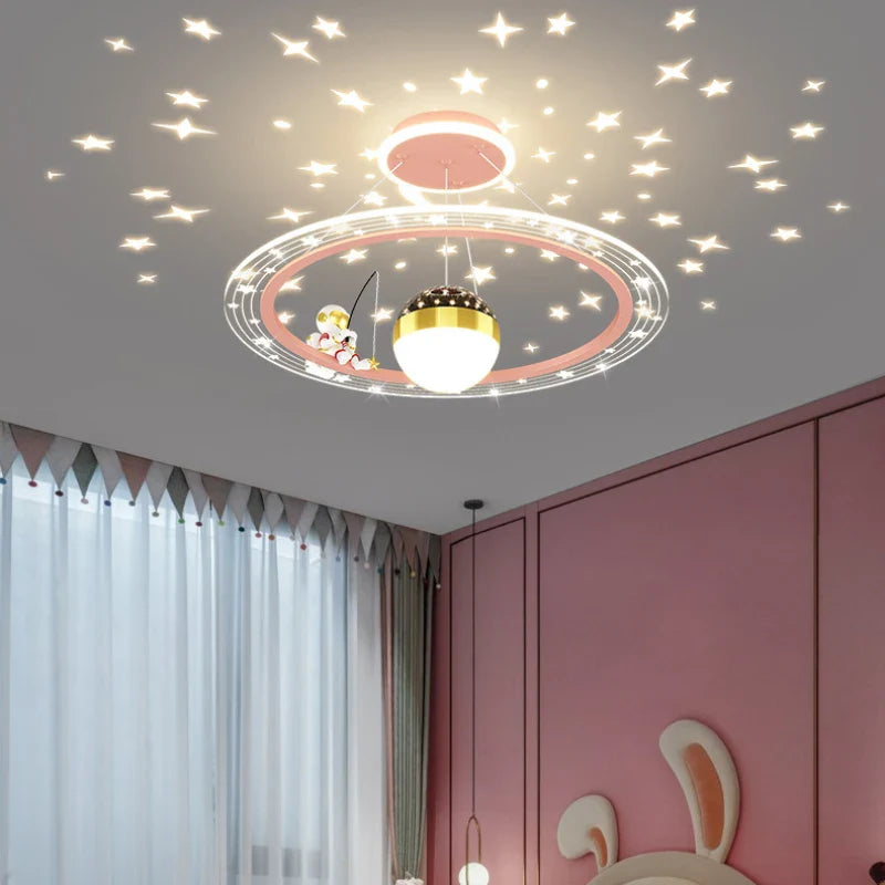creative astronaut chandelier children's room cartoon decoration
