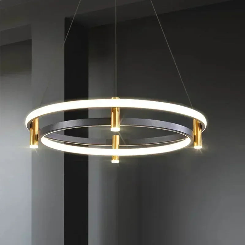 Modern ring chandelier with decorative LED lighting