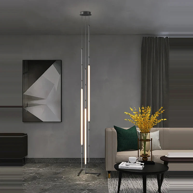 Art Deco black metal chandelier with LED lighting