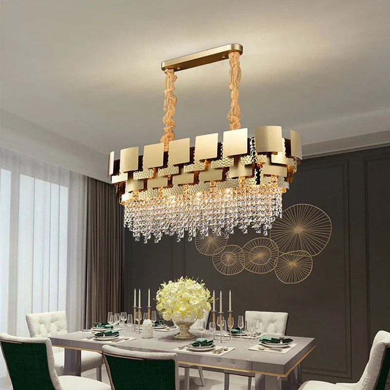 Modern Rectangular Crystal Chandelier for Elegant Interiors