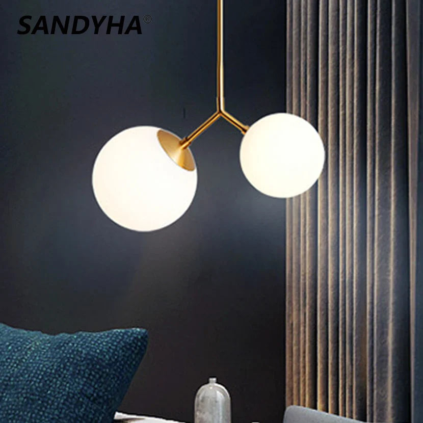 sandyha Simple Modern Chandelier with 2 LED Balls