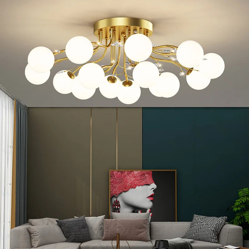 Nordic golden glass ball chandelier indoor decorative lighting