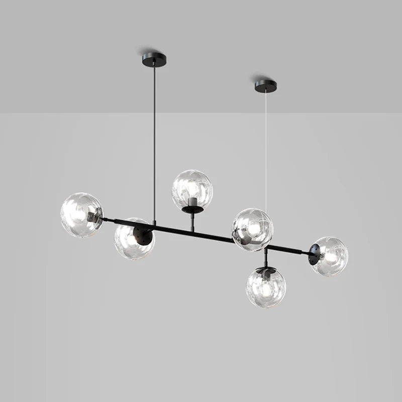Elegant suspended glass chandelier.