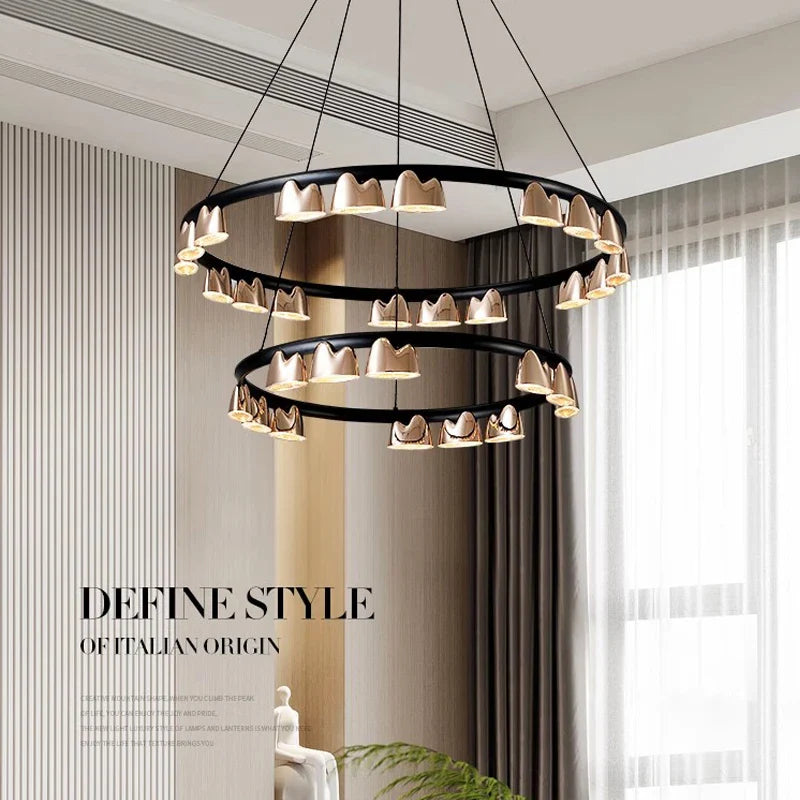 Postmodern circular LED chandelier with wall or remote control