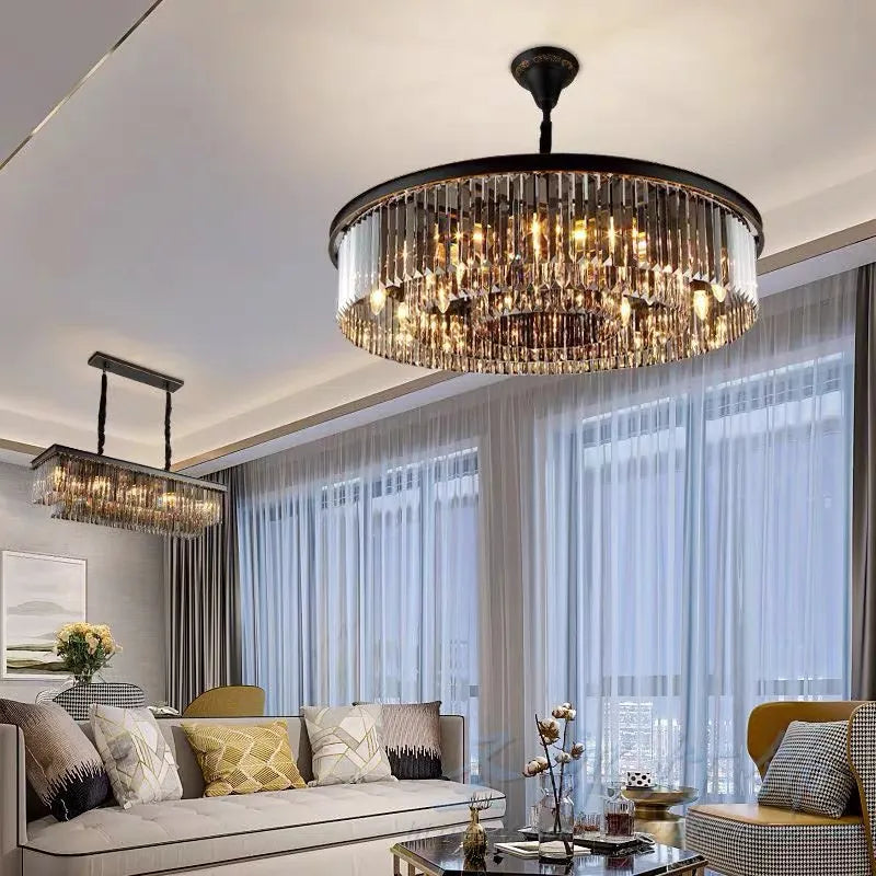 Modern American LED Crystal Chandelier Living Room Dining Room Villa Hanging Lamp Bedroom Ceiling Hanging Lamp Home Decor Chandelier