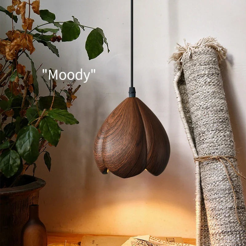 Elegant handmade Scandinavian walnut chandelier