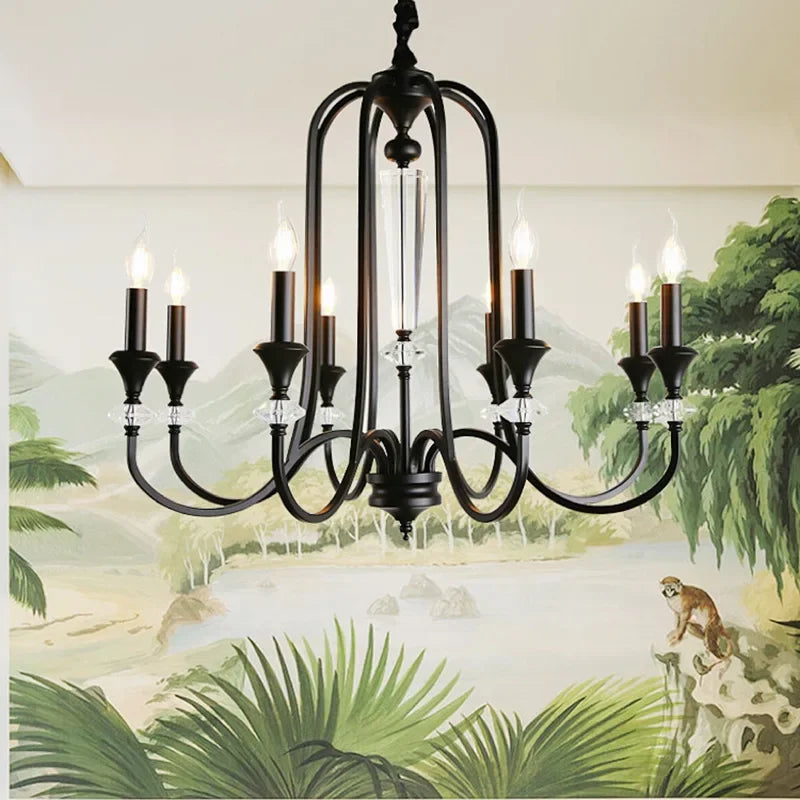 retro crystal chandelier with LED lights for a luxurious living room