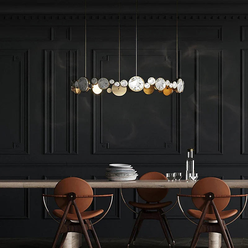 Elegant Gilded Crystal LED Pendant Light