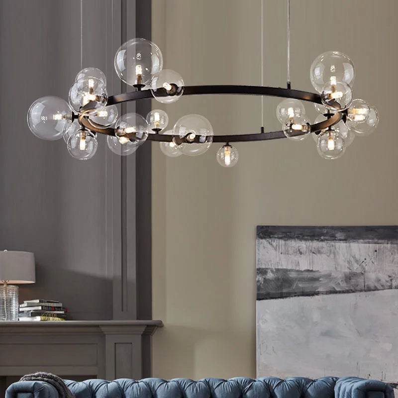 Modern and bright glass chandelier