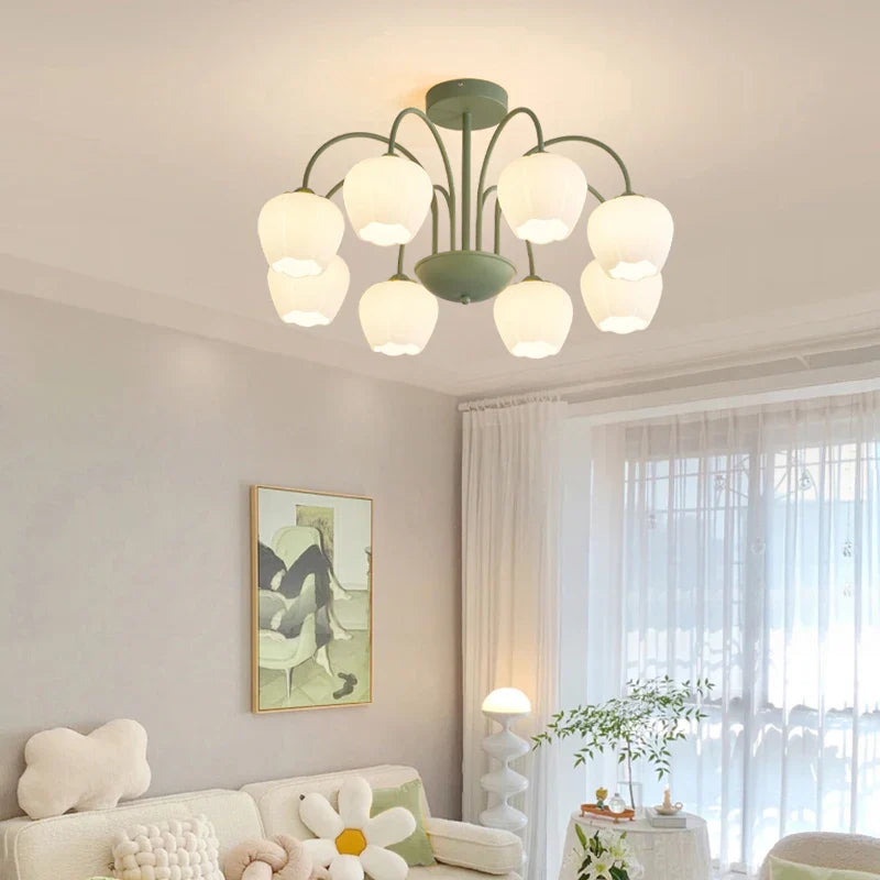 Glass petal chandelier for kawaii interior decoration