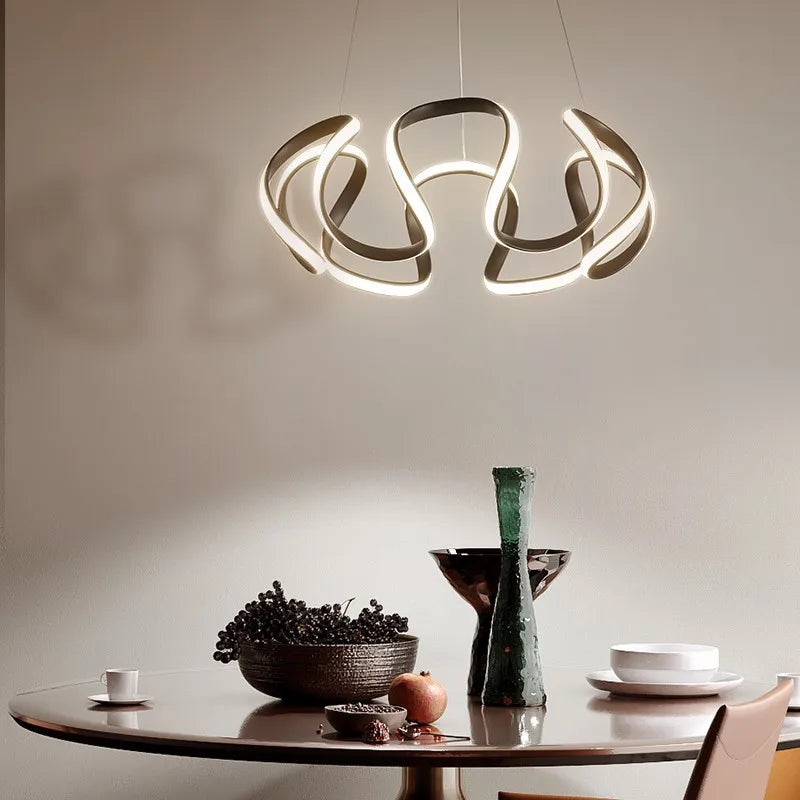 Modern Nordic Twisted LED Pendant Light Custom Ins Chandelier